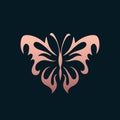 Butterfly logo. Decorative wings. Elegant, luxury style. Pink color.