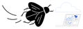 Flying insect moving toward cloud-based data dashboard with charts and diagrams Royalty Free Stock Photo