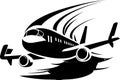 Flying Jumbo Airplane Monochrome Logo Design