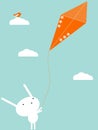 Flying a kite Royalty Free Stock Photo