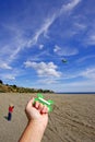 Flying a Kite on the Beach Royalty Free Stock Photo