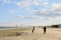 Flying a kite on the beach Royalty Free Stock Photo