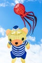 Flying kite with octopus and bear shaped