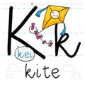 Flying Kite Showing at you the Letter K, Vector Illustration Royalty Free Stock Photo