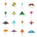 Flying kite vector collection Isolated on a white background