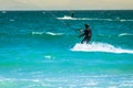 Flying kiter in Tarifa,Spain.Europe Royalty Free Stock Photo