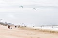 Flying kites on a beach