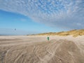 Flying kites on the beach of denmark, europe