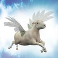 Flying lamb illustration