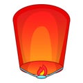 Flying lantern icon, cartoon style Royalty Free Stock Photo