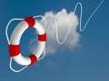Flying life preserver for first help Royalty Free Stock Photo