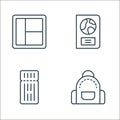 flying line icons. linear set. quality vector line set such as bag, boarding pass, passport Royalty Free Stock Photo