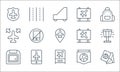 flying line icons. linear set. quality vector line set such as maps and locations, airport utility, plane seats, global, ipad