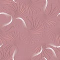 Flying lines abstract 3d seamless pattern. Pink ornamental vector background. Textured modern floral ornament with embossing