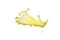 Flying liquid yellow color splash over white background Royalty Free Stock Photo