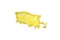 Flying liquid yellow splash over white background Royalty Free Stock Photo