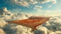 Flying magic carpet above the clouds, fantasy concept Royalty Free Stock Photo