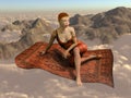Flying a magic carpet over the clouds Royalty Free Stock Photo