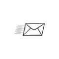 Flying mail hand drawn outline doodle icon. Royalty Free Stock Photo