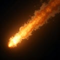 Flying meteor or asteroid fireball comet with a fire trail isolated on transparent background