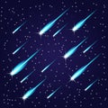 Flying meteors. Vector illustration.