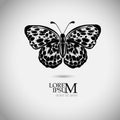 Flying monochrome butterflies logo. Vector illustration