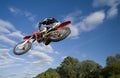 Flying moto from below Royalty Free Stock Photo