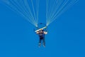 Flying motor paraglide in the blue sky Royalty Free Stock Photo