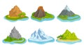 Flying Mountain Islands for Game Interface Vector Set