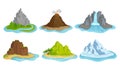 Flying Mountain Islands for Game Interface Vector Set
