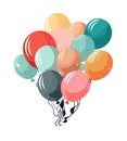 Flying multi colored helium balloons