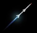 Flying multistage space rocketwith fire trail Royalty Free Stock Photo