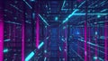 Flying through the Neon sci-fi tunnel cage and metal construction VJ background