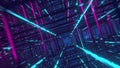 Flying through the Neon sci-fi tunnel cage and metal construction VJ background