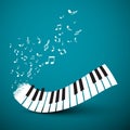 Flying Notes with Abstract Piano Keyboard. Royalty Free Stock Photo