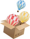 Flying object in carton box-03 Royalty Free Stock Photo