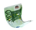 Flying one hundred Euro banknote isolated Royalty Free Stock Photo
