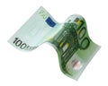 Flying one hundred Euro banknote isolated Royalty Free Stock Photo