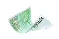 Flying one hundred Euro banknote isolated Royalty Free Stock Photo
