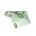 Flying one hundred Euro banknote isolated Royalty Free Stock Photo
