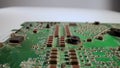 Flying over a computer board - close up view