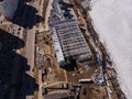 Flying over a construction site, top view. Aerial photography Royalty Free Stock Photo