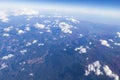 Flying over Croatia, mountain landscape covered with few clouds