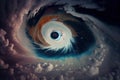 flying over the eye of a tropical cyclone, with clouds and storm in the background Royalty Free Stock Photo