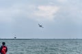 A-10 flying  over Lake Michigan at the Chicago Air Show in the USA Royalty Free Stock Photo