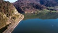 Flying over lake in the Slovak Paradise park, Slovakia.