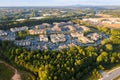 Flying over new condos and constructions in suburban atlanta during sunset Royalty Free Stock Photo