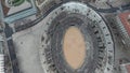 Flying over the old Roman amphitheatre in the city of Nimes