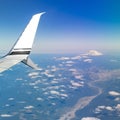 Flying over Washington with view of Mount Rainier Royalty Free Stock Photo