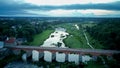 The Widest Waterfall in Europe in Latvia Kuldiga and Brick Bridge Across the River Venta in the Evening After Sunrise Royalty Free Stock Photo